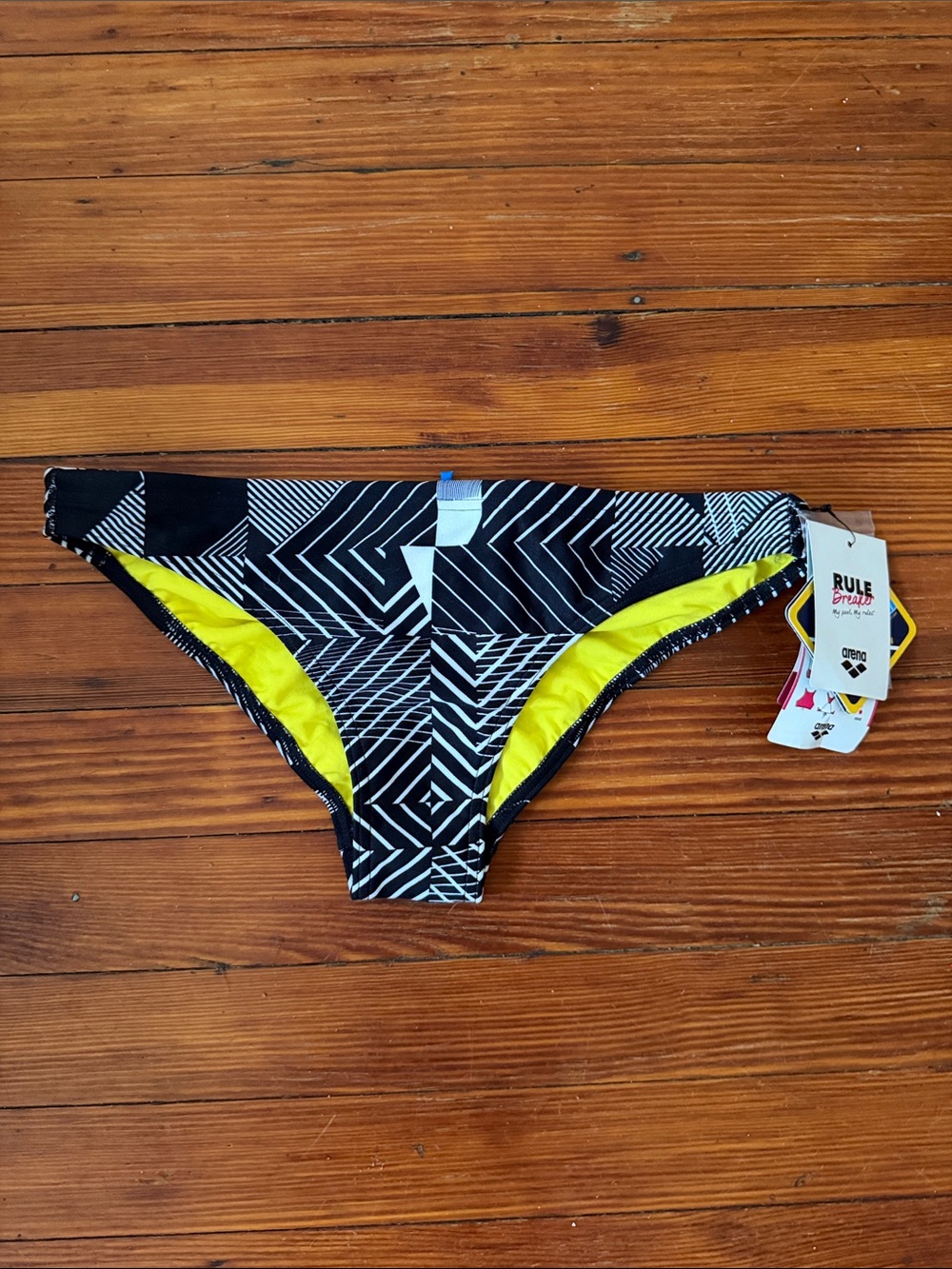 Arena RULE Breaker Women's Black & Yellow Geometric Bikini Bottom size large